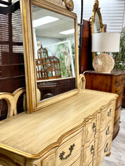 French Provincial 9-drawer dresser w/ mirror