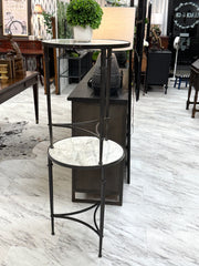 Round marble top table pair (2)