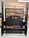 Queen four-poster bed w/matching rails