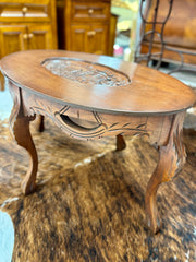 Antique carved wood coffee table