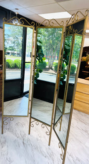 Vintage tri-fold iron mirror