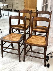 Four vintage cane-back dining chairs (4)