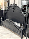 Carved wood king/queen bed w/rails