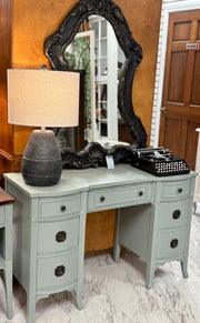 Vintage Hepplewhite-style blue desk