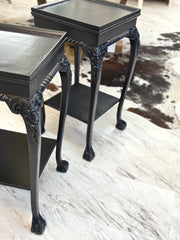 Antique clawfoot side/end table pair (2)