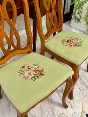 French Provincial needlepoint chair pair (2)