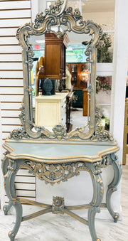 Ornate console table & mirror