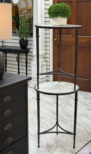 Round marble top table pair (2)