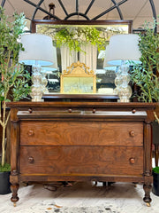 Antique Burlwood dresser w/mirror