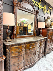 Marble top carved dresser