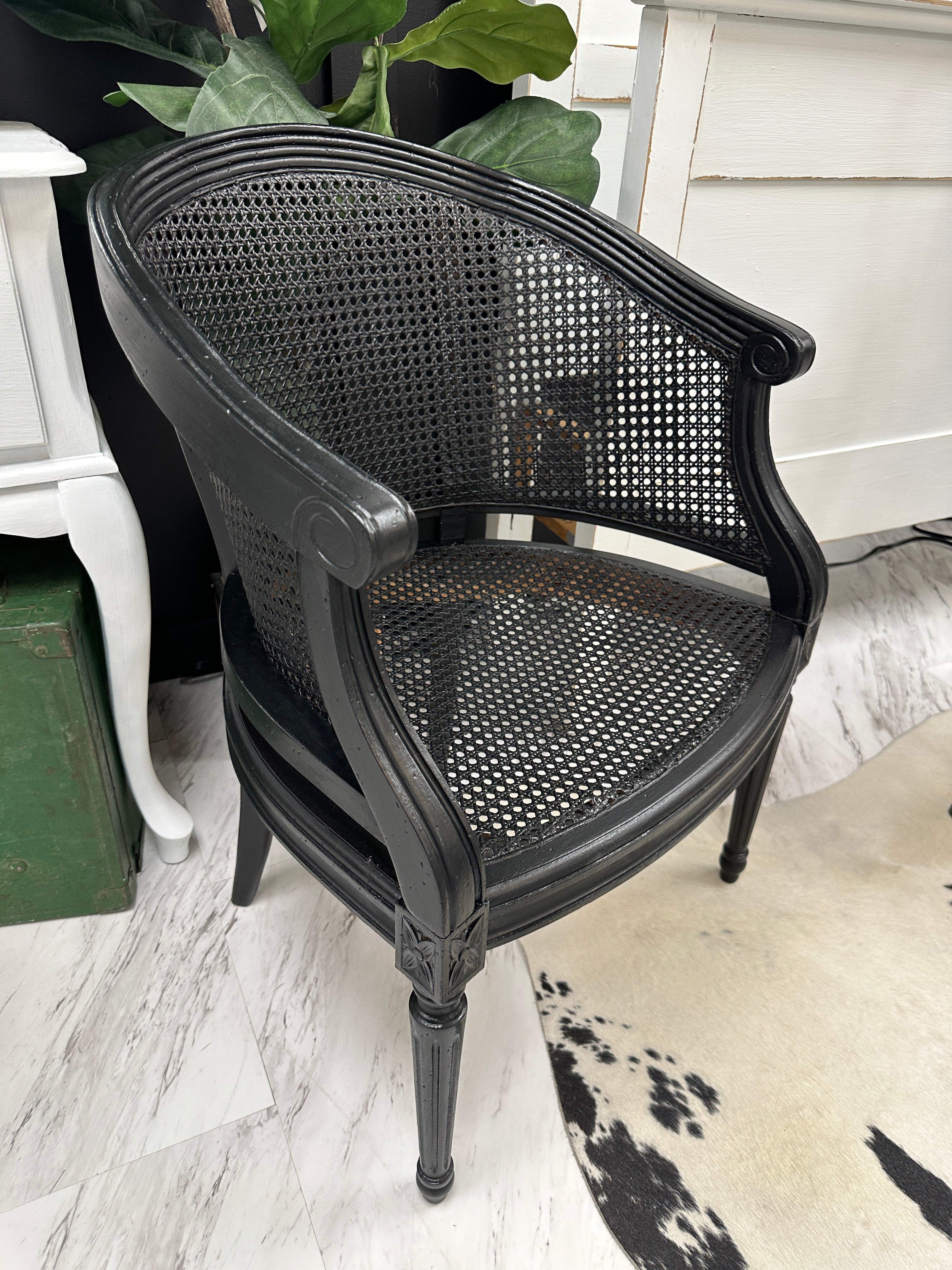 Vintage cane barrel chair Leach & Co.