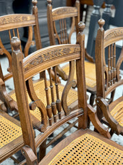 (5) Vintage cane-bottom chairs
