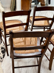 Four vintage cane-back dining chairs (4)