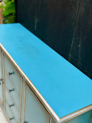 Slender blue cabinet