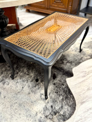 French Provincial cane coffee table