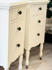 Pair of vintage nightstands on casters