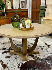 New 60” round pedestal dining table ￼