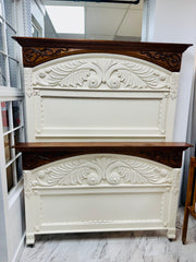 Antique full size panel bed w/rails