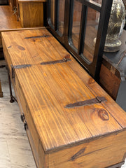 Rustic pine wood & iron console