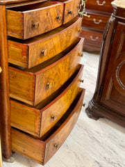 Vintage burl wood chest on casters ￼