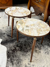 MCM marbled stacking table pair