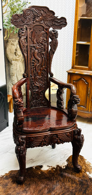 Mahogany Wood Japanese Dragon Chair