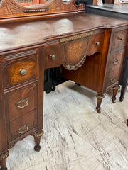 Antique vanity on casters w/mirror & stool￼