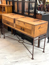 Rustic pine wood & iron console
