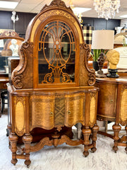 Vintage 10-pc. walnut/burl inlaid wood dining room set