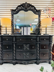 Tall black dresser w/removable mirror