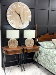 Leather top & iron table pair (2)